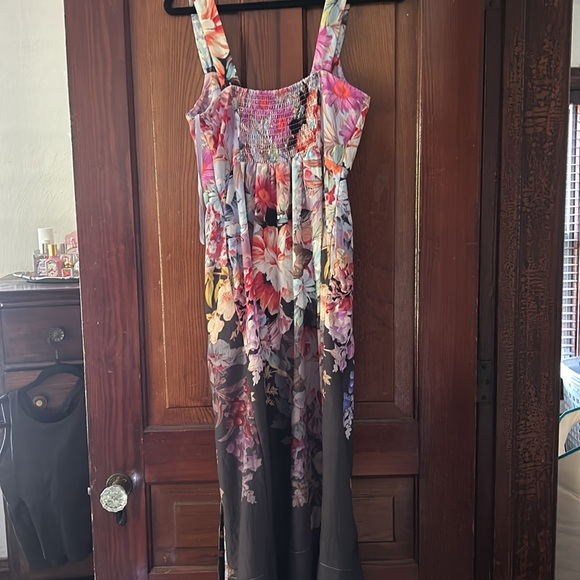 Floral corset midi dress with slit and adjustable straps - Picture 11 of 11